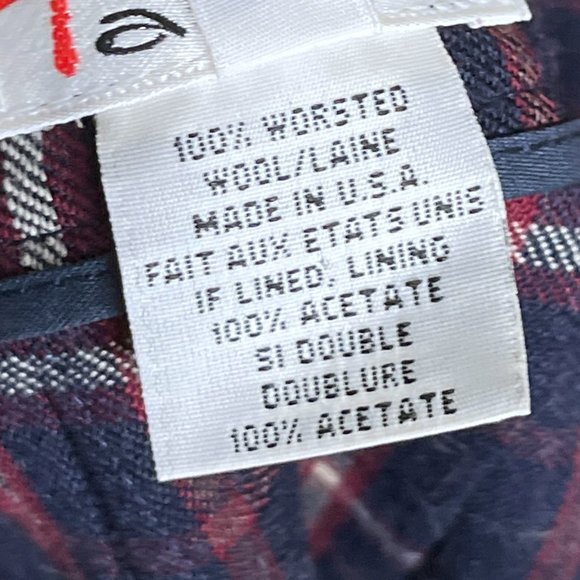 Talbots Red Navy Blue White Wool Tartan/Plaid Skirt Size 6 - Picture 7 of 9